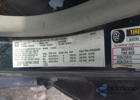 2006 Chevrolet Colorado Ls из США, поврежденный, VIN 1GCCS148768112432